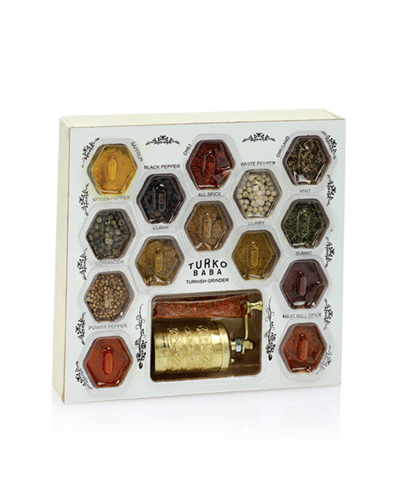 Hexagon Spice Set 15 Different Turkish Spices with Grinder